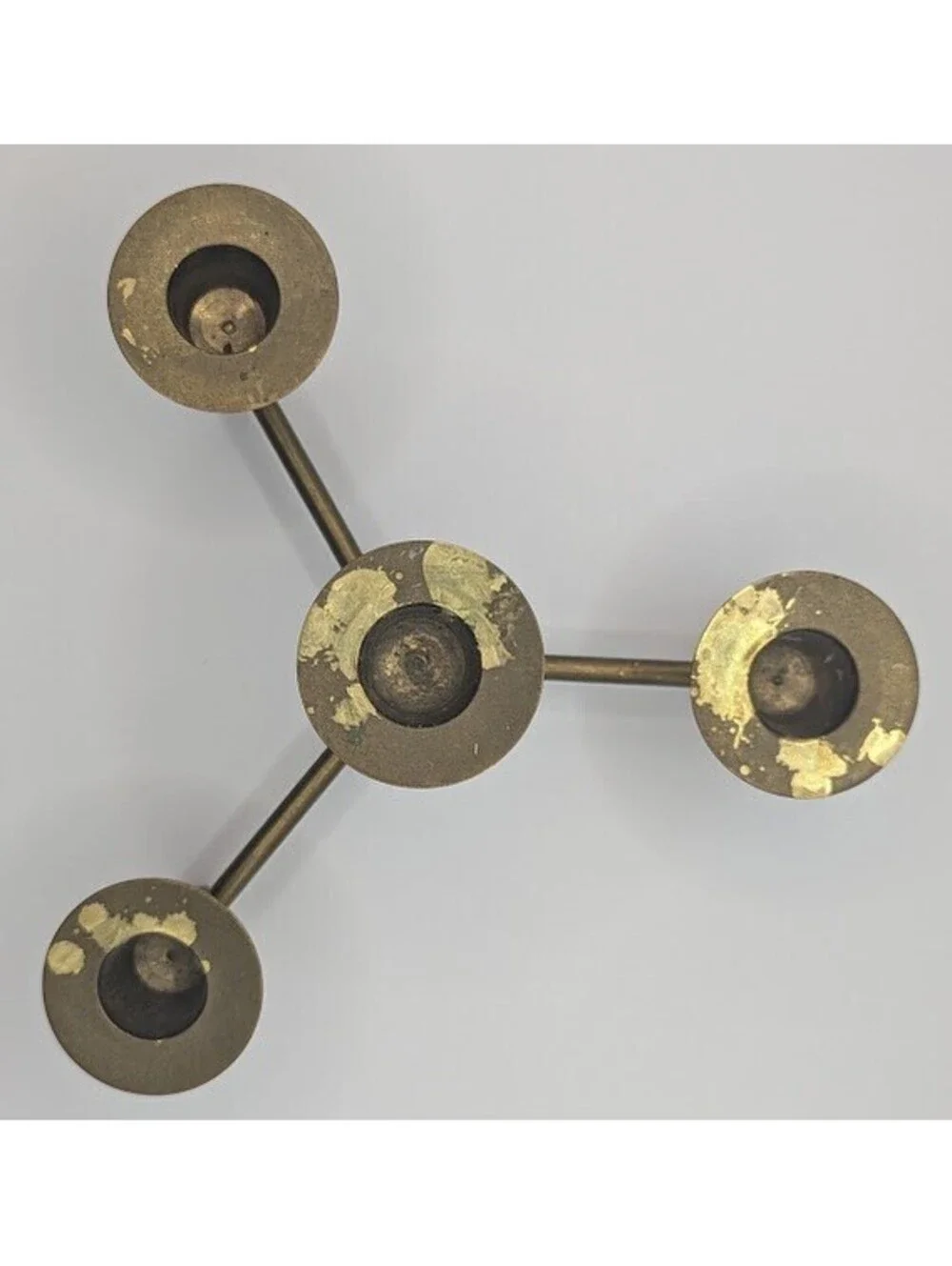 Vintage Brass Tripod Candelabra Mid Century Modern Candle Holder Made in India